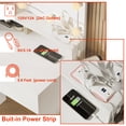 thumbnail image 7 of Astimey Makeup Vanity Desk with LED Lighted Mirror & Power Outlet, Vanity Set with Large Drawers, Cushioned Stool, 3 Color Lighting Modes Adjustable Brightness for Bedroom Studio (White), 7 of 7