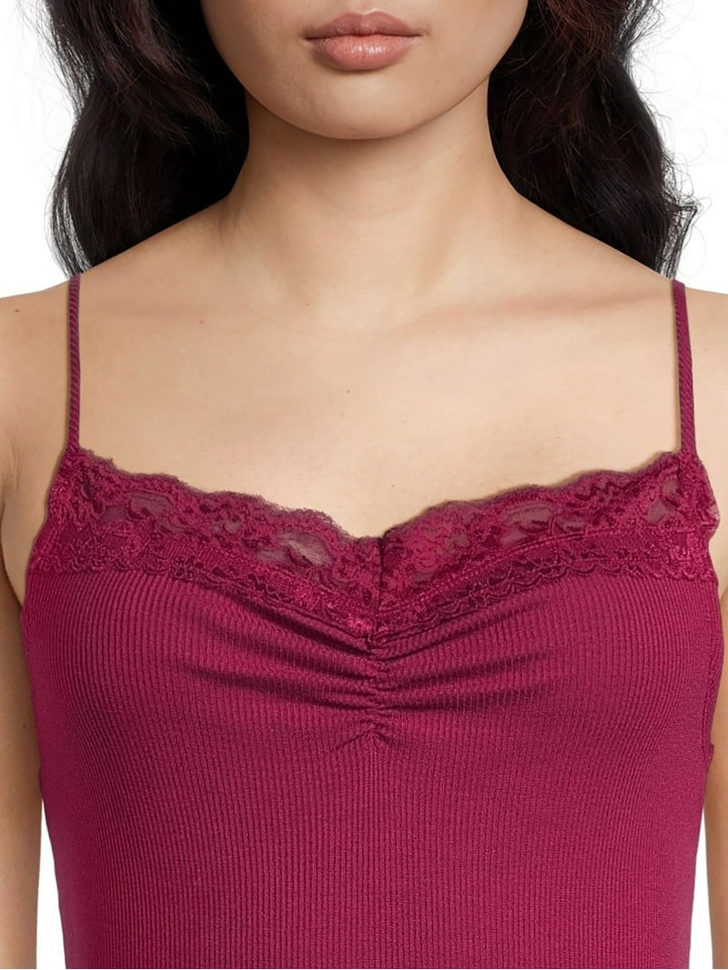 Self Esteem Juniors Cinched Front Lace Trim Cami - Walmart.com