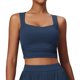 thumbnail image 1 of Wirefree Padded Yoga Bras Gym Running Workout Tank Tops with Built in Pads Women's Square Neck Longline Sports Bra White XL, 1 of 4