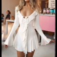 thumbnail image 4 of Vestido Mini Ajustado de Larga con Escote en V y Hombros Descubiertos con Volantes en para Mujer M, 4 of 10