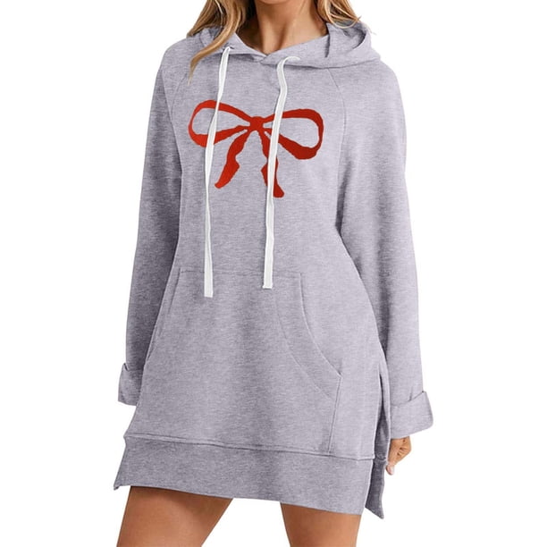 WILLBEST Vestido Casual Para Mujer, Cómodo Vestido Retro Con Estampado De Cómodo Y Transpirable., Sudadera De Manga Larga Con Capucha Y Bolsillo 1259