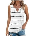 thumbnail image 2 of Ayolanni Sleeveless Women Shirts 5 Striped White V-Neck Pullover Tank Tops Teen Girls Shirts S, 2 of 4