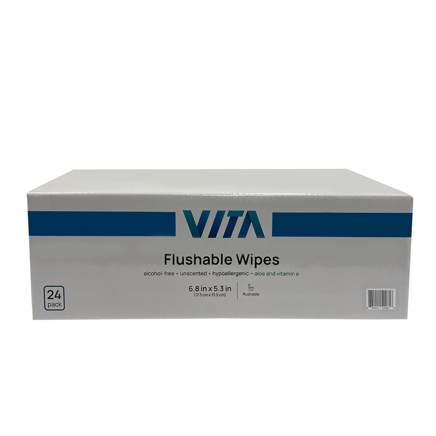 Achim Vita Unscented Flushable Wipes 6.8in x 5.3in - 24 Resealable Packs -1200 total wipes