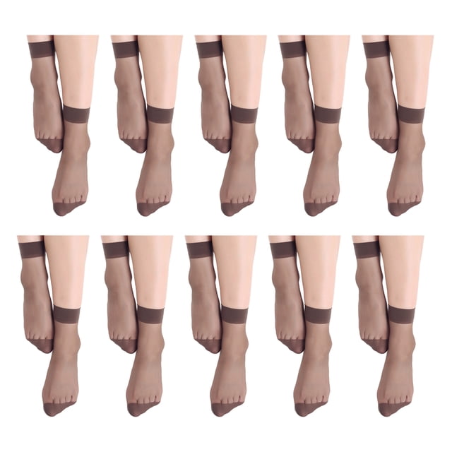 Sonducket 10 pares de calcetines de seda de cristal, ultrafinos, ligeros, no fáciles de romper, resistentes al desgaste, transpirables, calcetines Accesorios de disfraces Café Sonducket AP009875-04B