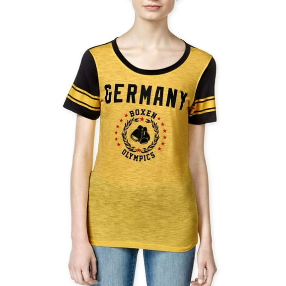 Freeze CMI Inc. Womens Germany Boxing Graphic T-Shirt, Yellow, Juniors, Medium