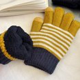 thumbnail image 6 of ktowifly Knit Gloves for Kids Striped Color Block Cute Warm Strench Cold Weather Elastic Wrist Trendy Glove, 6 of 8