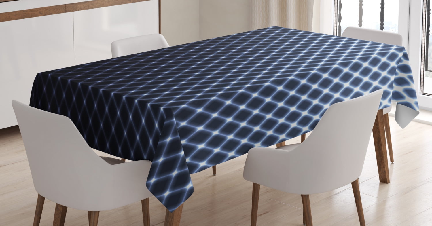 Dark Blue Tablecloth, Diagonal Checkered Pattern Halftone Technology