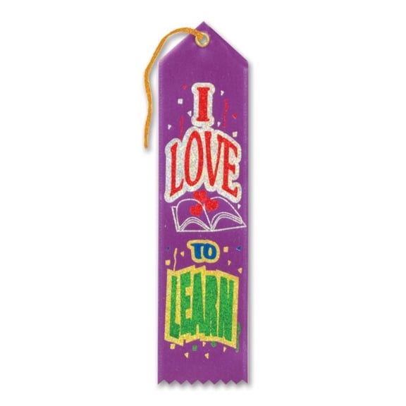 Beistle I Love to Learn Award Ribbons - 8" - Purple - Set of 6