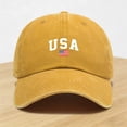 thumbnail image 2 of Baseball Hats for Women CQXIDFH Washed American Flag Baseball Cap, Retro Adjustable Trucker Dad Hat, Unisex Outdoor Casual Headwear, Visor Hat (Yellow, One Size), 2 of 4