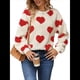thumbnail image 2 of Sudadera Holgada de Larga con Cuello Redondo y Estampado de Corazón de Peluche para Mujer, para Otoño e Invierno. Corazón de Amor Rojo XL, 2 of 8