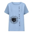 thumbnail image 3 of Birdeem Blouses pour Femmes Été Col Rond Manches Courtes Mode Décontractée Imprimé Bouton Haut T-Shirt, 3 of 9