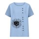 thumbnail image 2 of Camiseta Casual de Manga Corta con Botón de Cuello Redondo de las Mujeres, Tops Cortos para las Mujeres, 2 of 3