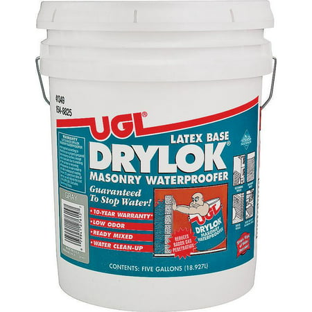 Drylok 27615 Masonry Waterproofing Paint, 5 gal, 75 - 100 sq-ft/gal, Gray, Ammonia, (Best Waterproof Masonry Paint)