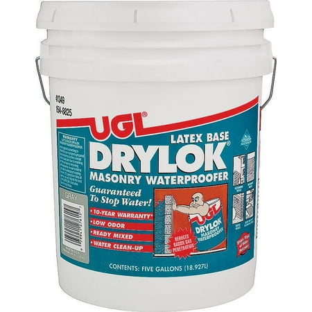 Drylok 27615 Masonry Waterproofing Paint, 5 gal, 75 - 100 sq-ft/gal, Gray, Ammonia, Liquid