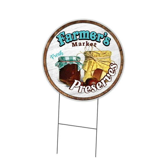 SignMission C-24-CIR-DS-WS- Preserves 24 in. Double Sided Corrugated Circular Plastic Sign - Farmers Market Preserves