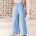 thumbnail image 3 of Wiyuqeen Women's Loose Linen Pants Casual Lightweight Elastic Waist Lounge Pants Wide Leg Trousers with Pocket Summer Trendy Baggy Beach Long Pant, 3 of 7