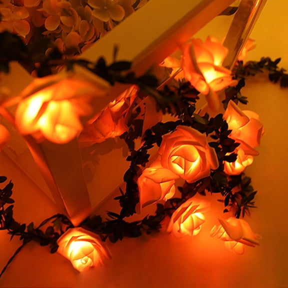 Loespoir Rose LED Rattan Cane Decorative Lights, Valentines Day Decoration Lights, Bedroom Party Ambient String Lights, For Canopy, Headboard, Garden Patio, Romantic Mood(Red-59")