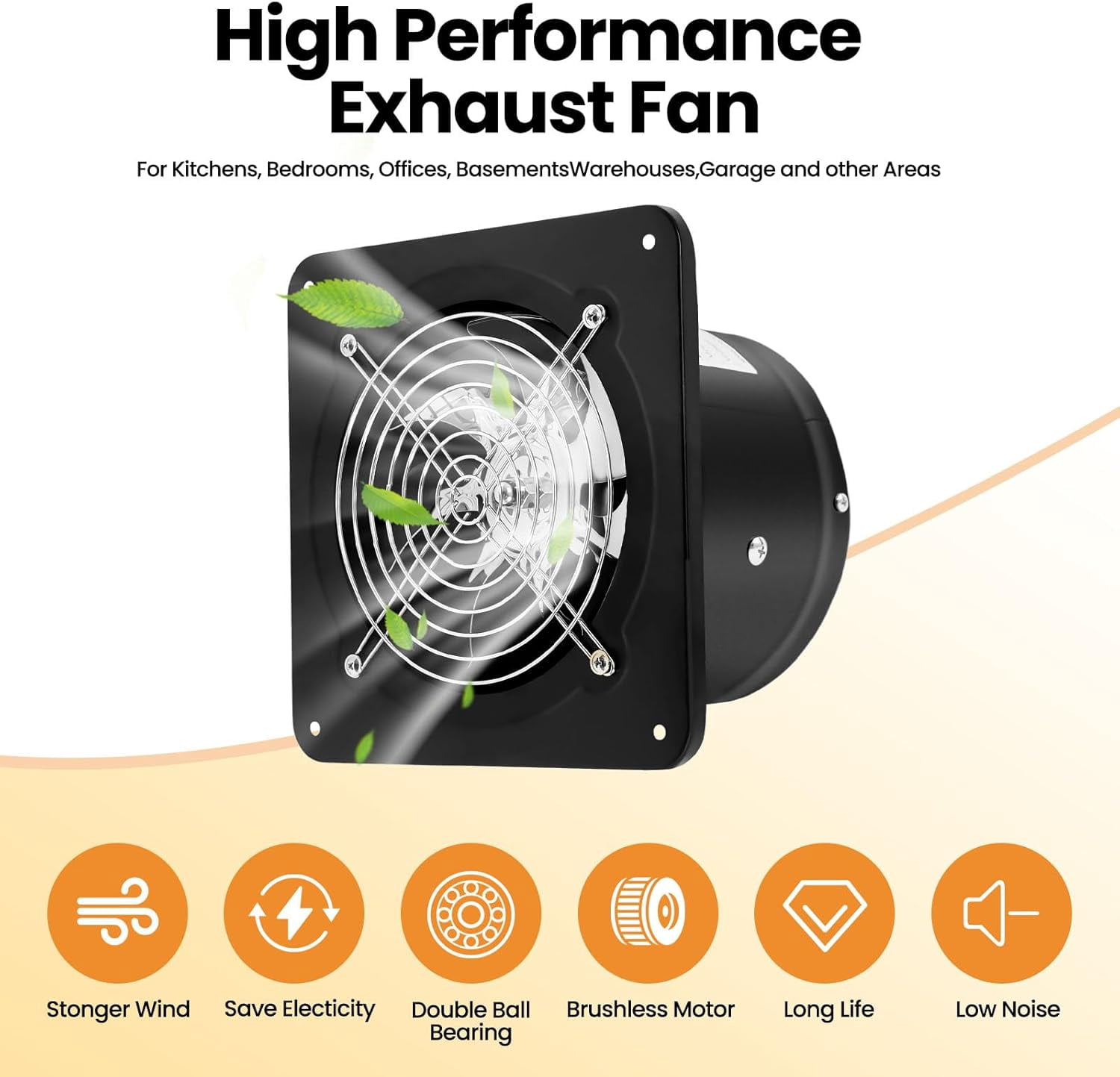Miumaeov 6 inch Exhaust Fan, 308CFM Wall Mounted Vent Fans, Ventilation Blower for Ceiling Bathroom Attic Window Basement Ventilation Fan, 110V 40W 60Hz