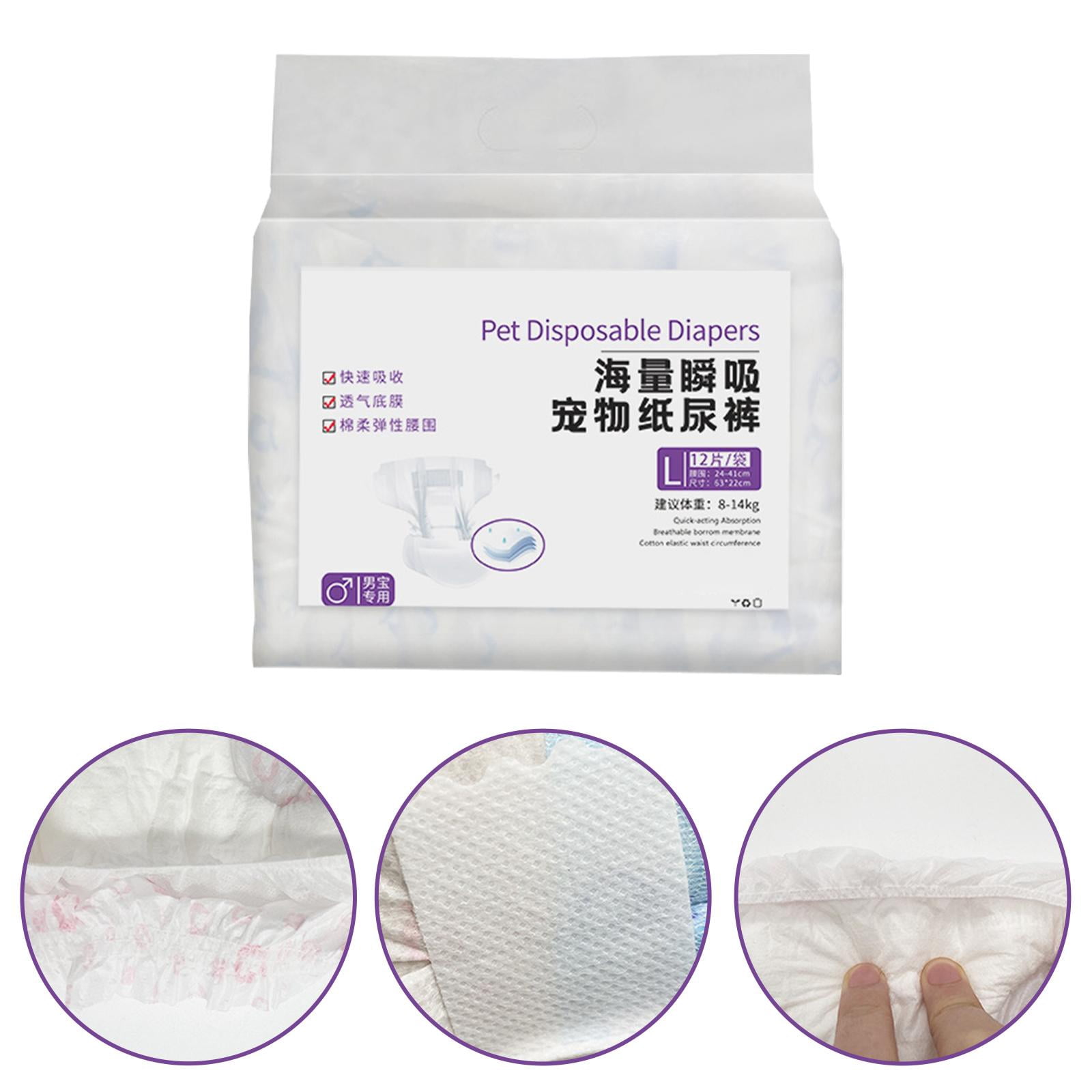 Dog Diaper Disposable Leakproof Nappies Comfort Puppy Accessories Soft Dog Wraps Pee Diapers Pet Diapers for Travel Outdoor Crate Kennel male L