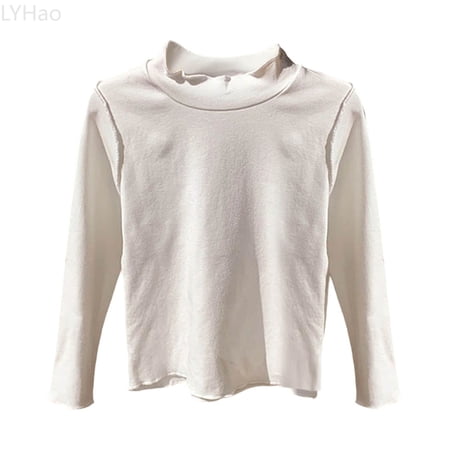 LYHao Girls Long Sleeve Tops Cute High Neck Blouse Basic Tee Comfortable Casual Shirt For Toddler Kids Sizes 6-7 Years(White)