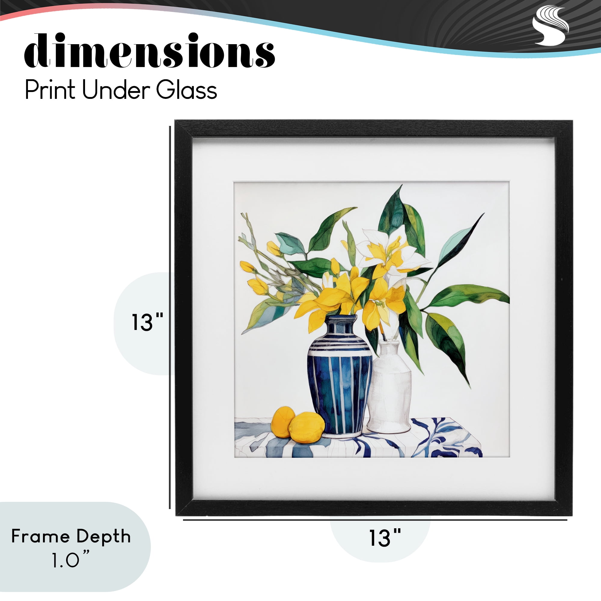 Stupell Industries Lemons And Blooms Table Black Framed Print Under Glass, design by Ray Powers
