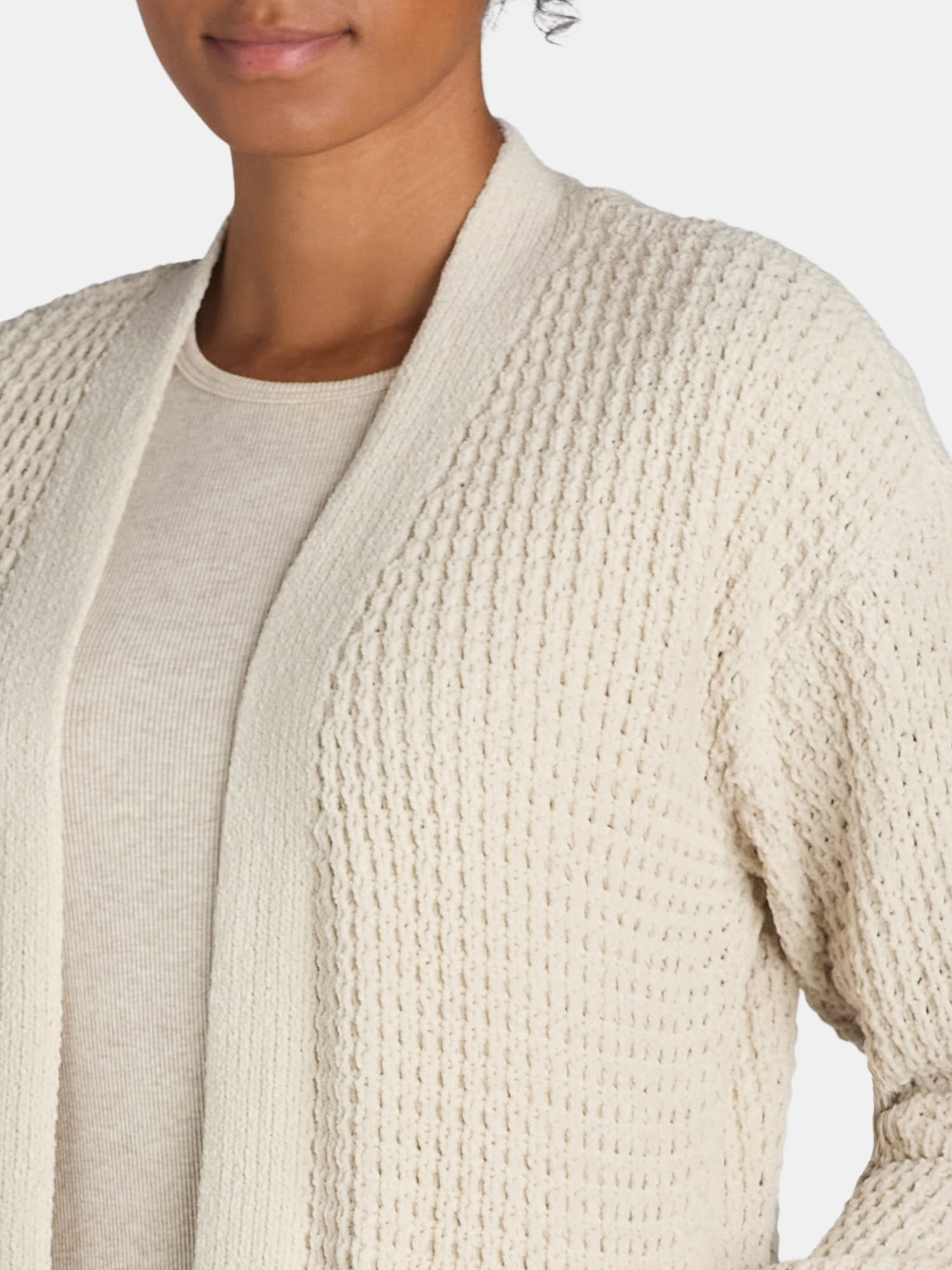 Time and Tru Women's Chenille Cardigan Sweater, Midweight