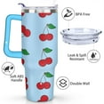 thumbnail image 3 of 40oz Red Cherry Fruit Pattern Stainless Steel Flip Straw Tumbler Spill Proof Travel Cup Double Wall Vacuum Insulated Coffee Mug with Top Handle, 3 of 6