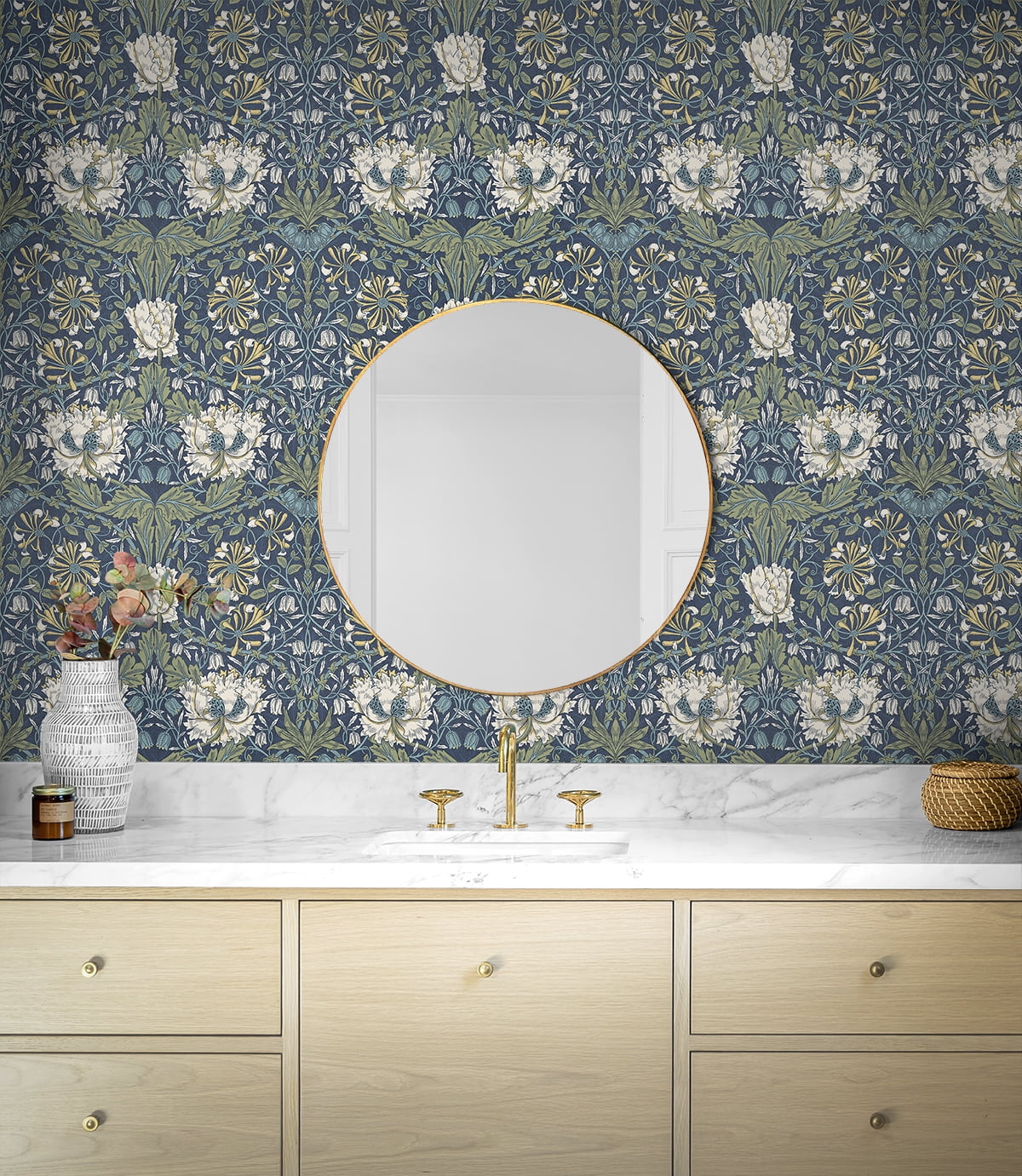 NextWall  Ogee Flora Peel and Stick Wallpaper - 20.9 in. W x 18 ft. L