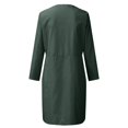 thumbnail image 5 of Ecqkame Cotton Linen Pencil Dress for Women Half Sleeve Button Crewneck Work Dresses Solid Knee Length Midi Dress with Pocket 01-Green XXXXXL, 5 of 5