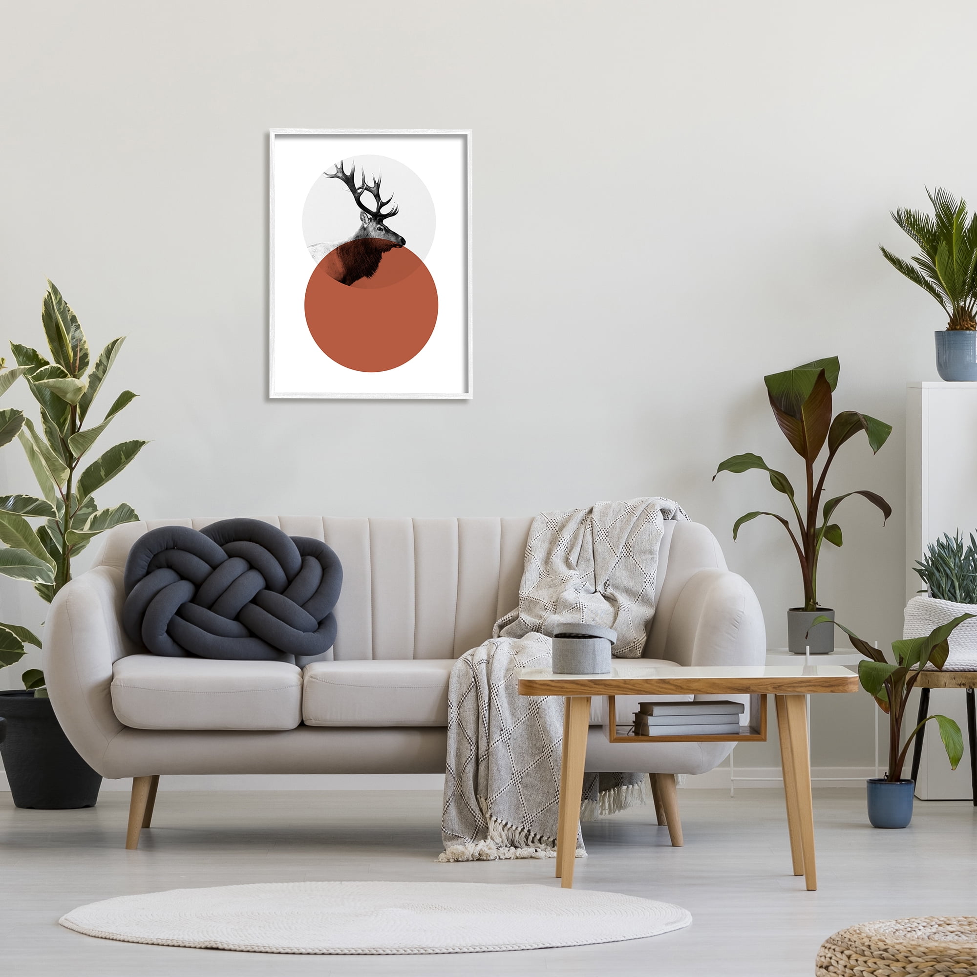Stupell Industries Modern Elk Portrait Bold Red Terracotta Layered Circle, 24 x 30, Design by Sisa Jasper