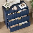 thumbnail image 5 of FURNIWAY 3 Drawer Fluted Dresser, 32 Inch Wide Nightstand with Large Drawer, 3 Drawer End Table for Bedroom, Living Rooms, Offices and Entryways,Blue, 5 of 8