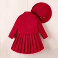 thumbnail image 4 of Wancir Girls Clothes Skirt Set Kids Fall Winter Lapel Long Sleeve Outwear with Pleated Skirt and Sun Hat, 4 of 7