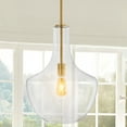 thumbnail image 5 of JONATHAN Y Watts 13.25" 1-Light Mid-Century Modern Iron/Glass LED Pendant, Brass Gold/Clear, 5 of 12