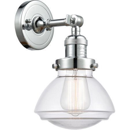 

Polished Chrome Tone Wall Sconces 7 Wide Steel/Cast Brass/Glass Medium Base 1 Light Fixture