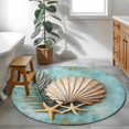 thumbnail image 3 of Round Rugs 4Ft, Coastal Shell Round Area Rug Washable Indoor Throw Carpet, Vintage Botanical Beach Nautical Soft Non Slip Circle Rug for Kitchen Nursery Room Home Decor Aesthetic, 3 of 8