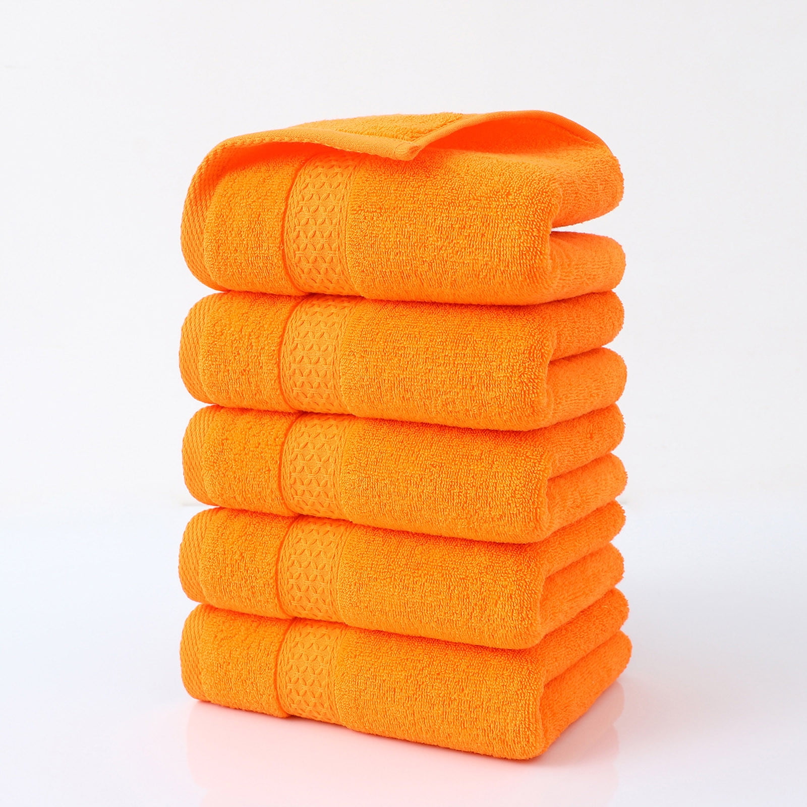 Btomtd 5pcs Broken Jacquard Hand Towels Soft Absorbent Household Towels and Washcloths for Kitchen and Bathroom Use - 29.13'x12.99', Orange