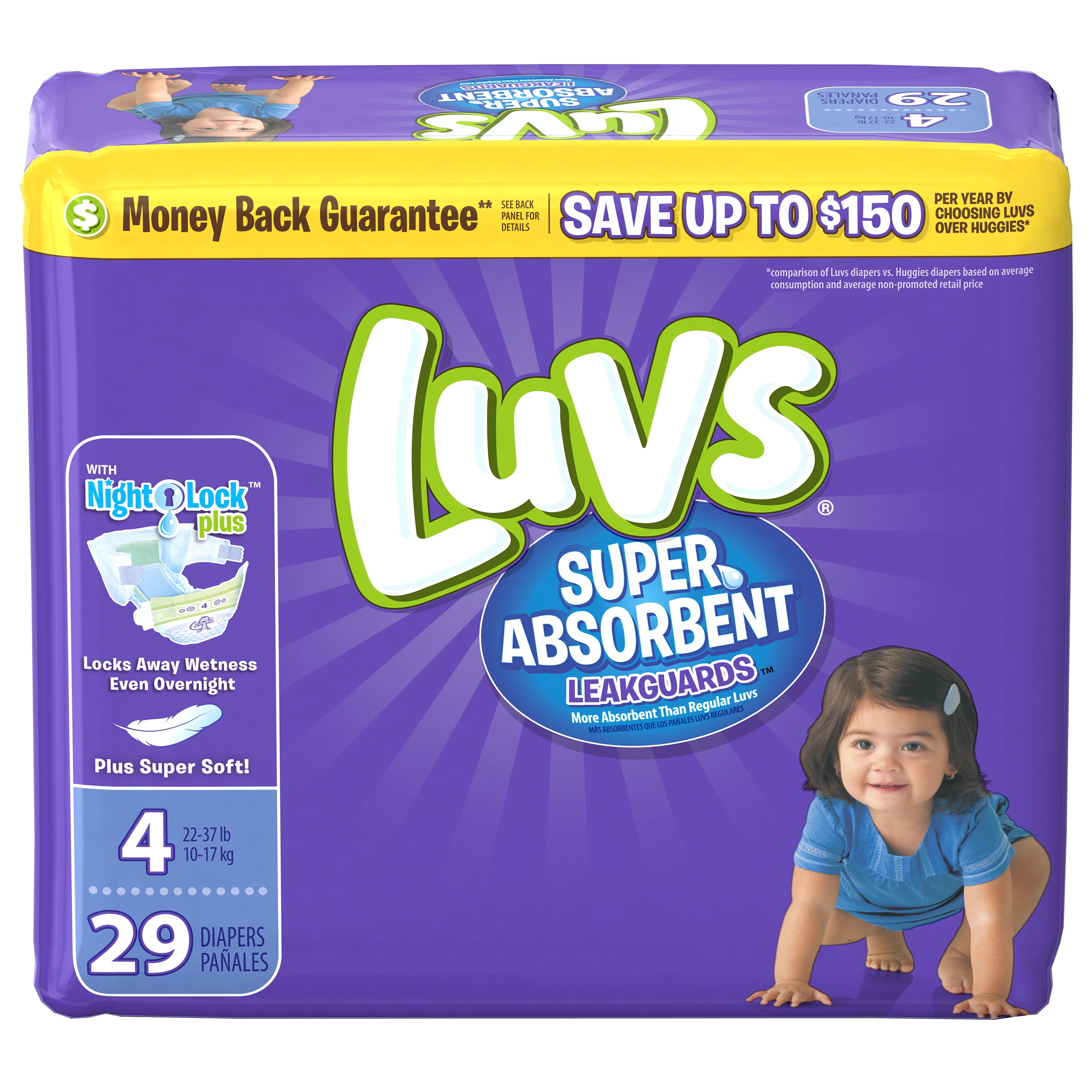 Luvs Super Absorbent Leakguards Newborn Diapers Size 4 29 count 