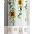 thumbnail image 6 of Sunflower Sheer Curtains 96 Inch Length 2 Panels Set, Butterfly Flowers Green Leaf Watercolor White Voile Window Treatment Semi Sheer Long Curtains Drapes for Bedroom/Living Room/Kitchen 52"x96"x2, 6 of 7