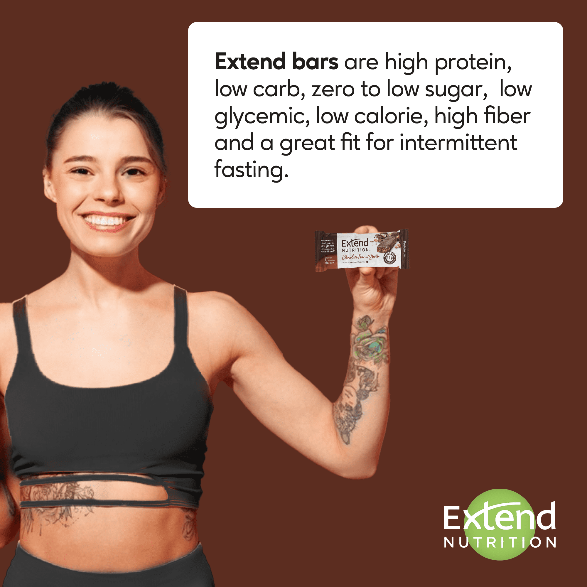 Extend Bar Protein Bars, Sugar Free, Low Carb, Keto, Chocolate Peanut Butter, 12 Ct