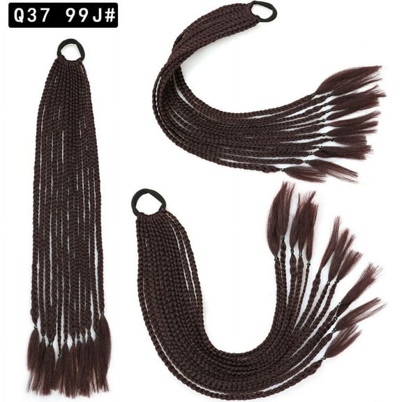 Nvzi-a 2Pcs Braided Ponytail Extension Synthetic Braided Box Braided Ponytail Wig Extensions Hair Rope Natural Soft Synthetic Braided Fashion Hair Accessories for Women Daily Wear，Ginger Brown