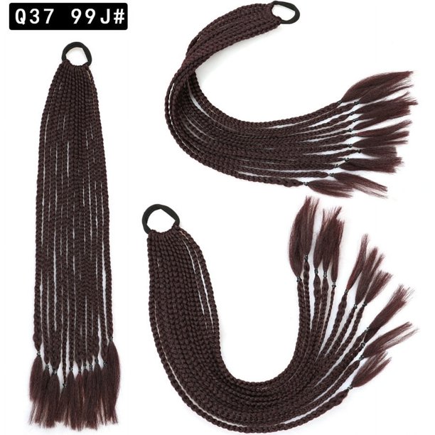 Zhuge 2 extensiones de cola de caballo trenzada sintética, accesorios de moda para el cabello para mujeres, marrón jengibre