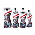thumbnail image 2 of 4 piezas de madera de Golf Headcover Golf Drivers Head Cover Protector Golf Club Head Cover Impresión digital Cola Casco de palo de golf, 2 of 8