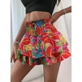 thumbnail image 3 of Women'S High Waist Ruffle Mini Shorts Cute Tiered Short Shorts with Shorts Underneath Red M, 3 of 7