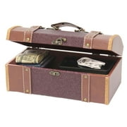 Vintage Inspired Decorative Wooden Treasure Chest and Shoe Box with Handle and Strap Ideal as Keepsake Box, Jewelry Box, Photo Storage Box for Shelves, Dresser or Tabletop