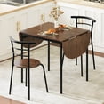 thumbnail image 4 of SSyao 3-Piece Foldable Dining Table Set with 2 Chairs – Industrial Style Oval Corner Dining Set, Space-Saving Design for Small Apartments, Kitchen or Breakfast Nook, 19" x 18" x 32" (L x W x H), 4 of 9