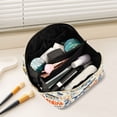 thumbnail image 2 of FORMRS Makeup Bag Travel Cosmetic Organizer for Women Fold Flat Zipper Pouch with Handle, Blue Sardines Pattern, 2 of 8