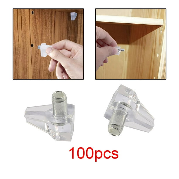 100 piezas de pasadores de estante, clavijas de soporte para muebles de gabinete, soporte de estantes, pernos de estante de repuesto para armario, transparente perfecl Soportes para estantes