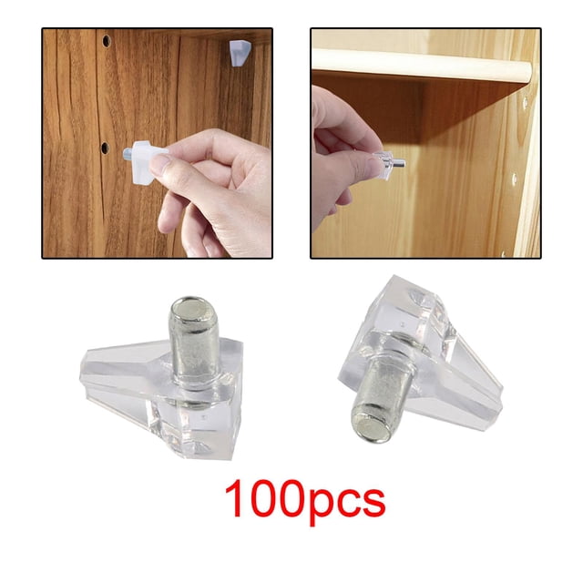 100 piezas Clavijas de estante Macarena Soportes para estantes Muebles de madera transparente