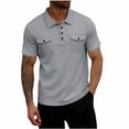thumbnail image 2 of DayScoop Men's T-Shirts Solid Color Short Sleeve T Shirt Casual Turndown Collar Button Big & Tall Summer Fashion Cardigan Pocket Tops, 2 of 6