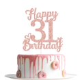 thumbnail image 4 of Topper para pastel Veegood de 31.º cumpleaños con brillo rosa, 18,5 cm, 4 of 5
